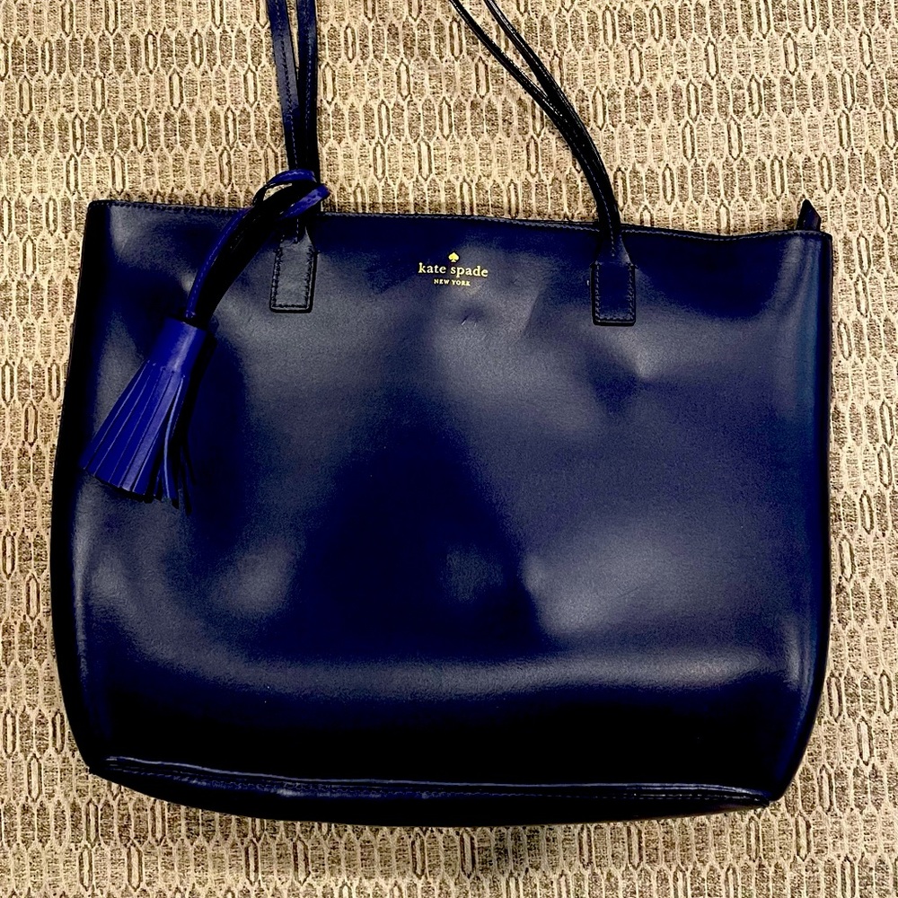 Kate Spade, blue, leather tote